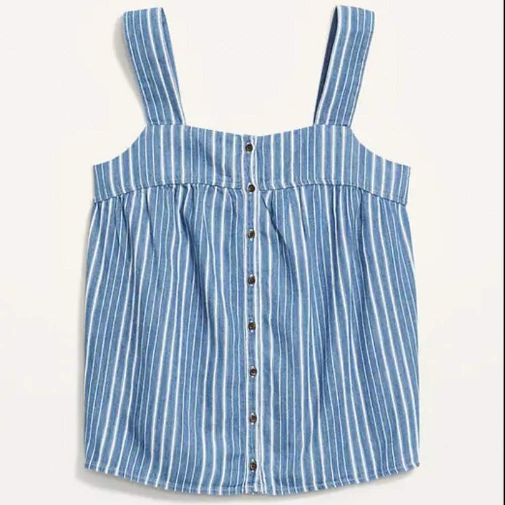 Old Navy Sleeveless Striped Button-Front Jean Top
